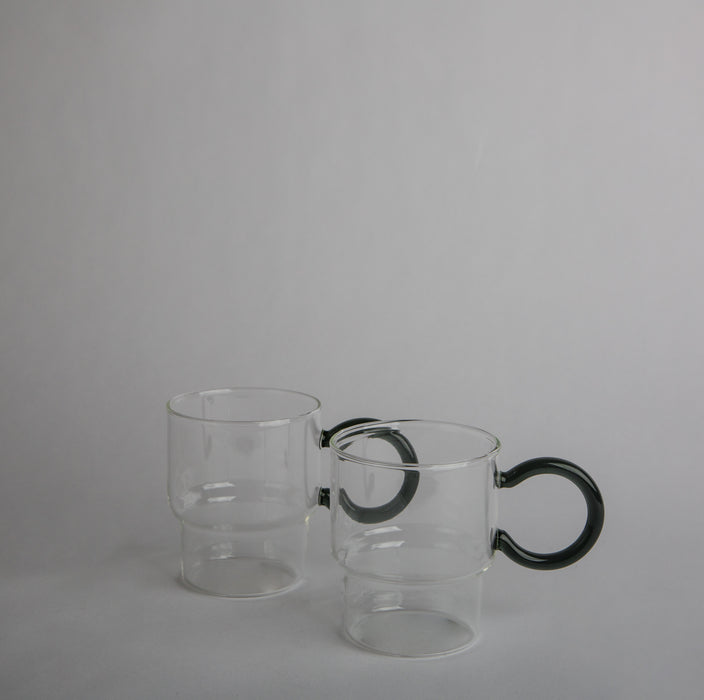 Glass Cup with Grey Handle