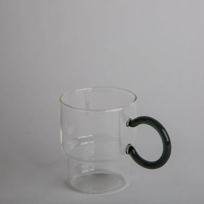 Glass Cup with Grey Handle
