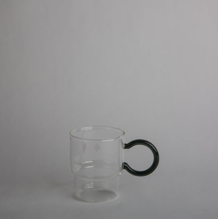 Glass Cup with Grey Handle