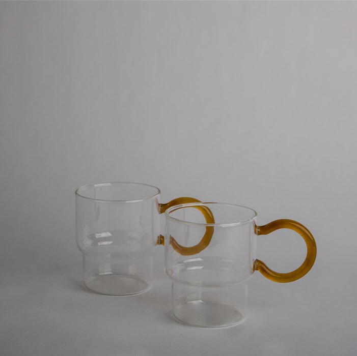 Glass Cup with Yellow Handle