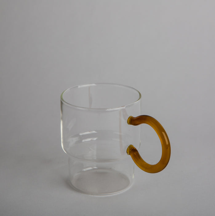 Glass Cup with Yellow Handle