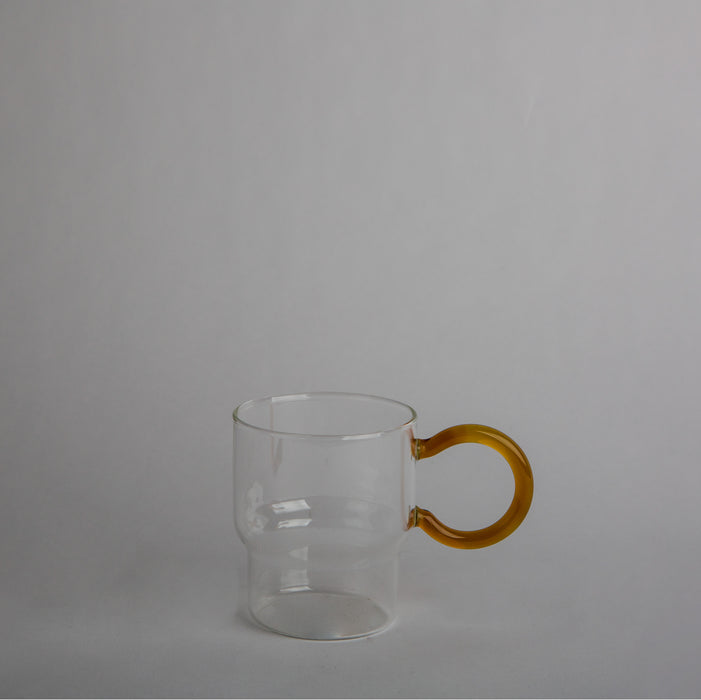 Glass Cup with Yellow Handle