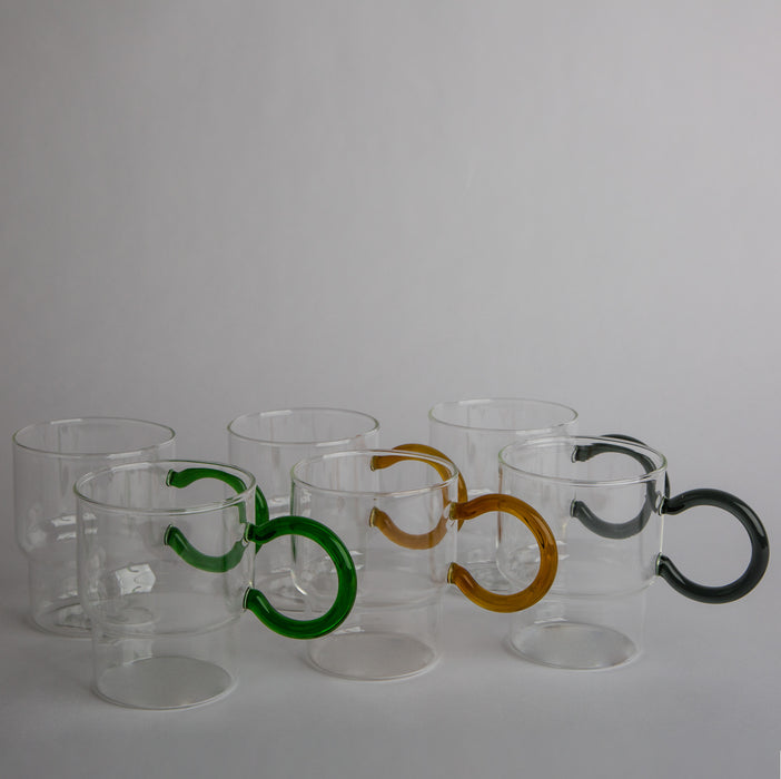 Glass Cup with Green Handle