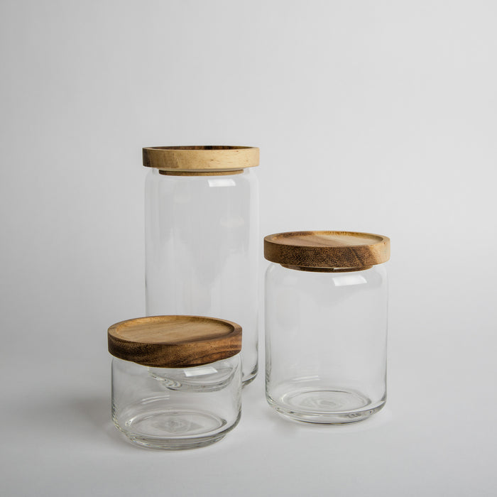 Glass Canister with Acacia Lid (Lrg)