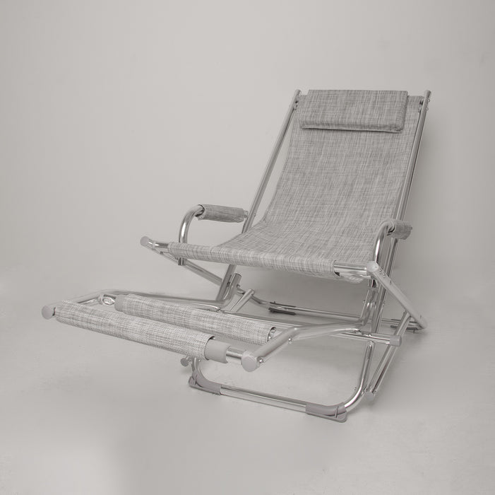 Outdoor Lounge Chair w/ Foot Rest (Grey)