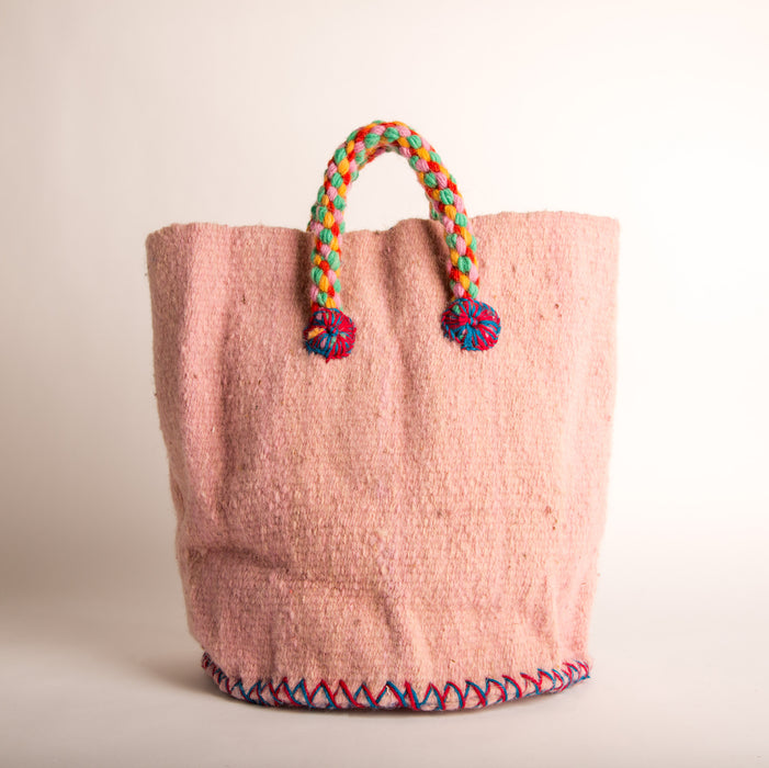 Hand Woven Tote Floral (Mauve)