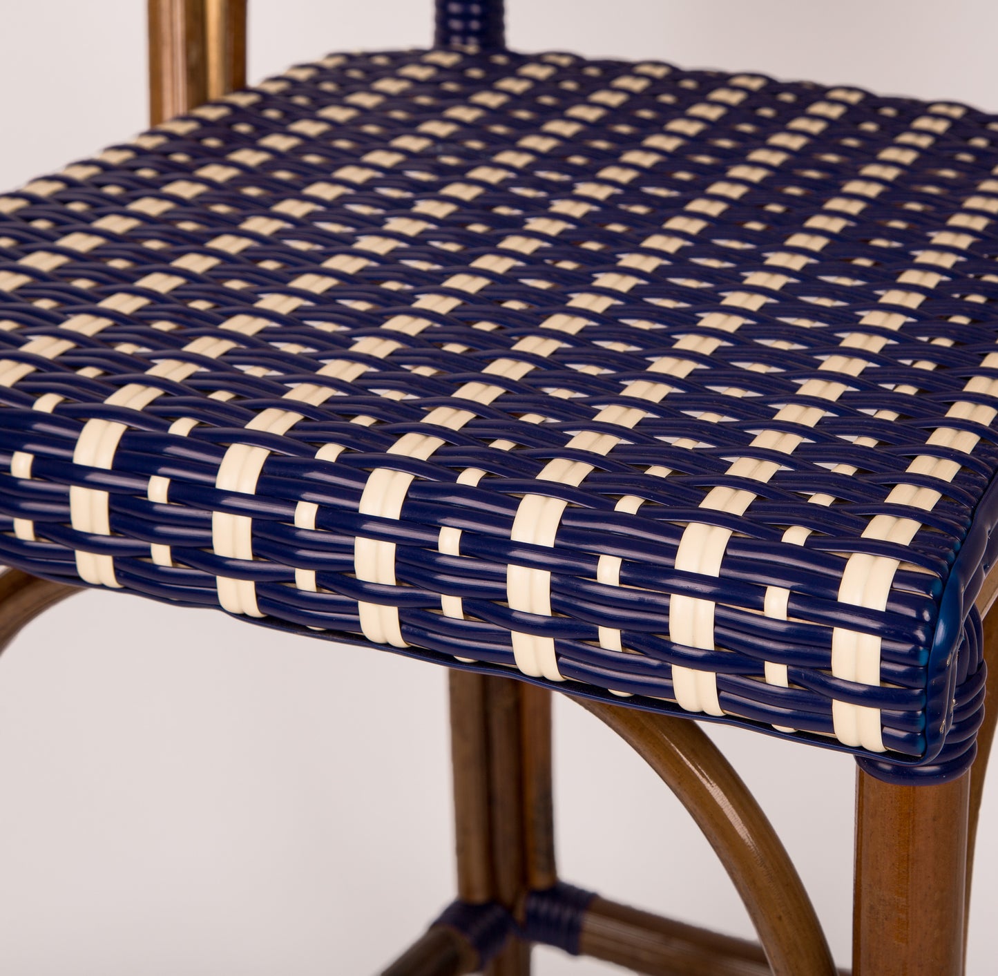 Dark Blue and Cream Mediterranean Bistro Stool with Back (26" h. seat) (Margaux)