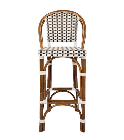Black, White, and Grey Mediterranean Bistro Bar Stool with Back (29" h seat) (P)
