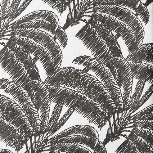 a black and white palm tree pattern
