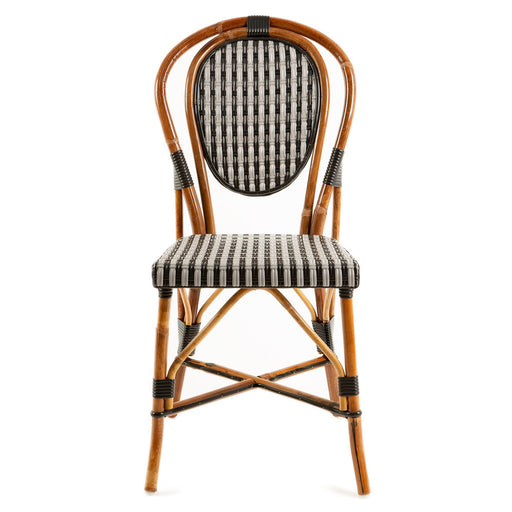 Black and Grey Mediterranean Bistro Chair (Double Lignes Verticales)