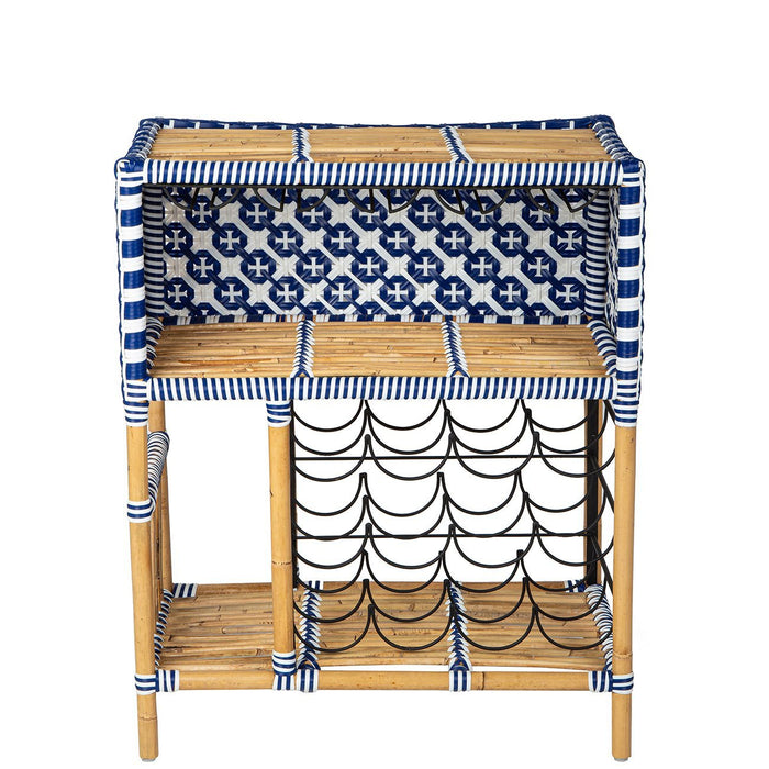 Blue and White Madrid Wine Bar with Removable Tray