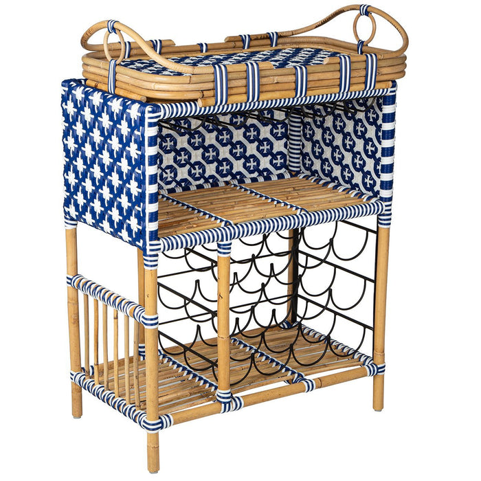Blue and White Madrid Wine Bar with Removable Tray