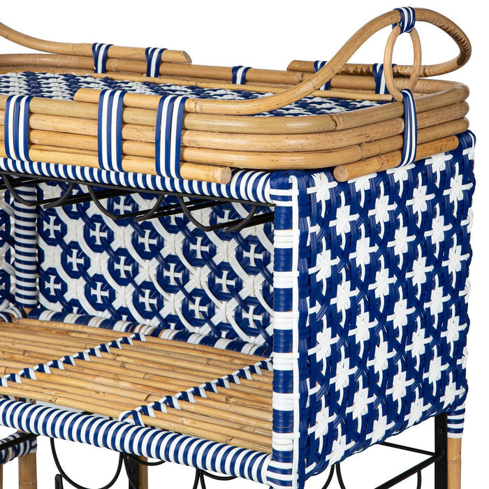 Blue and White Madrid Wine Bar with Removable Tray