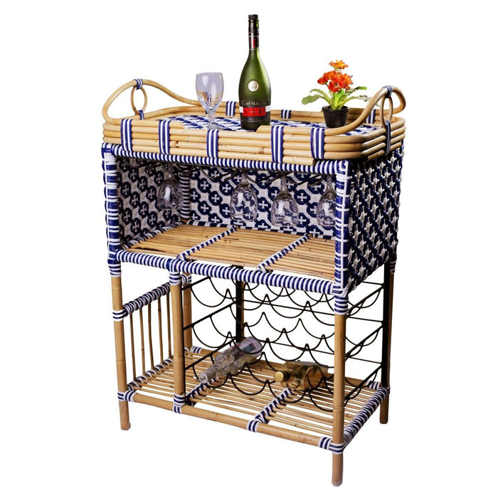 Blue and White Madrid Wine Bar with Removable Tray