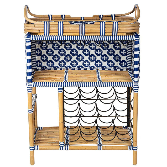 Blue and White Madrid Wine Bar with Removable Tray
