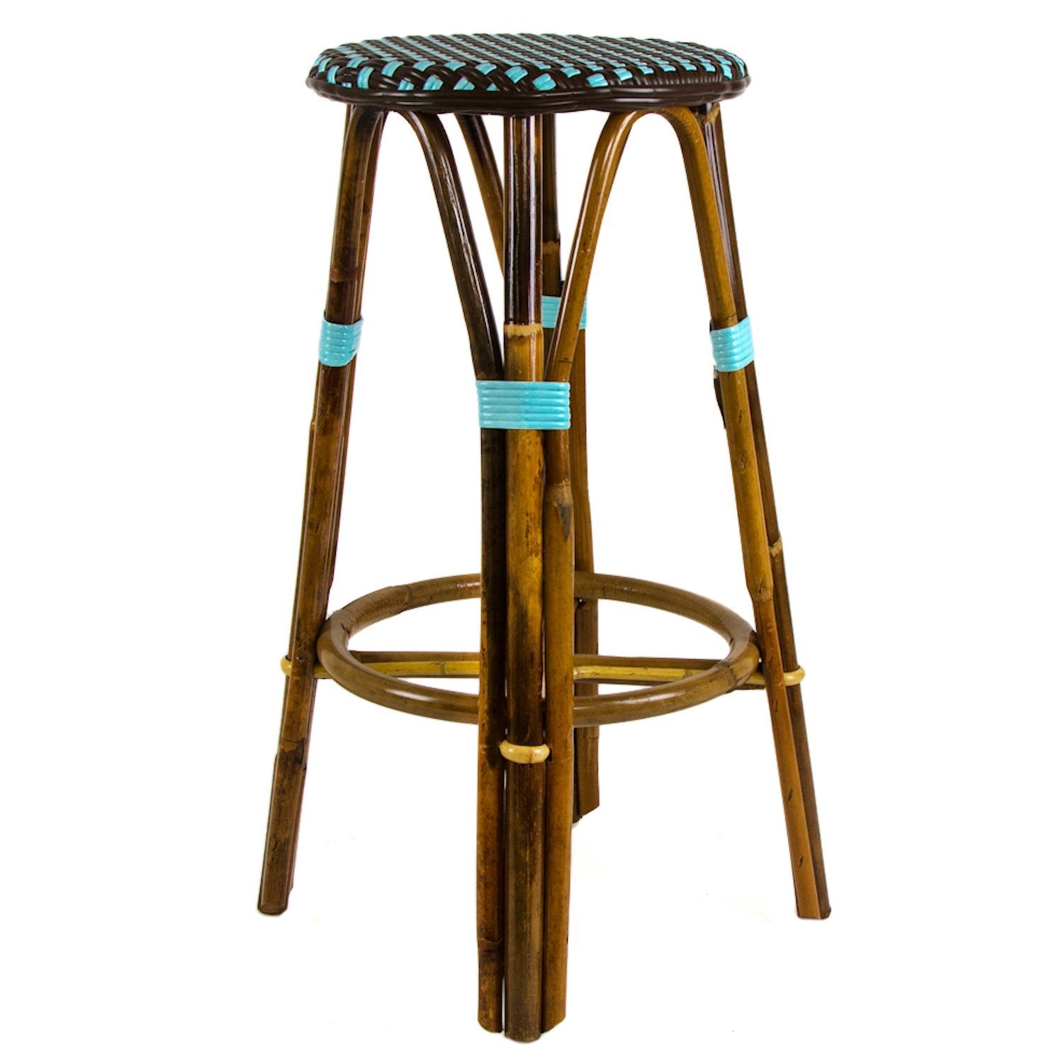 Brown & Azure Bar Height Mediterranean Bistro Bar Stool (29" h) (E)