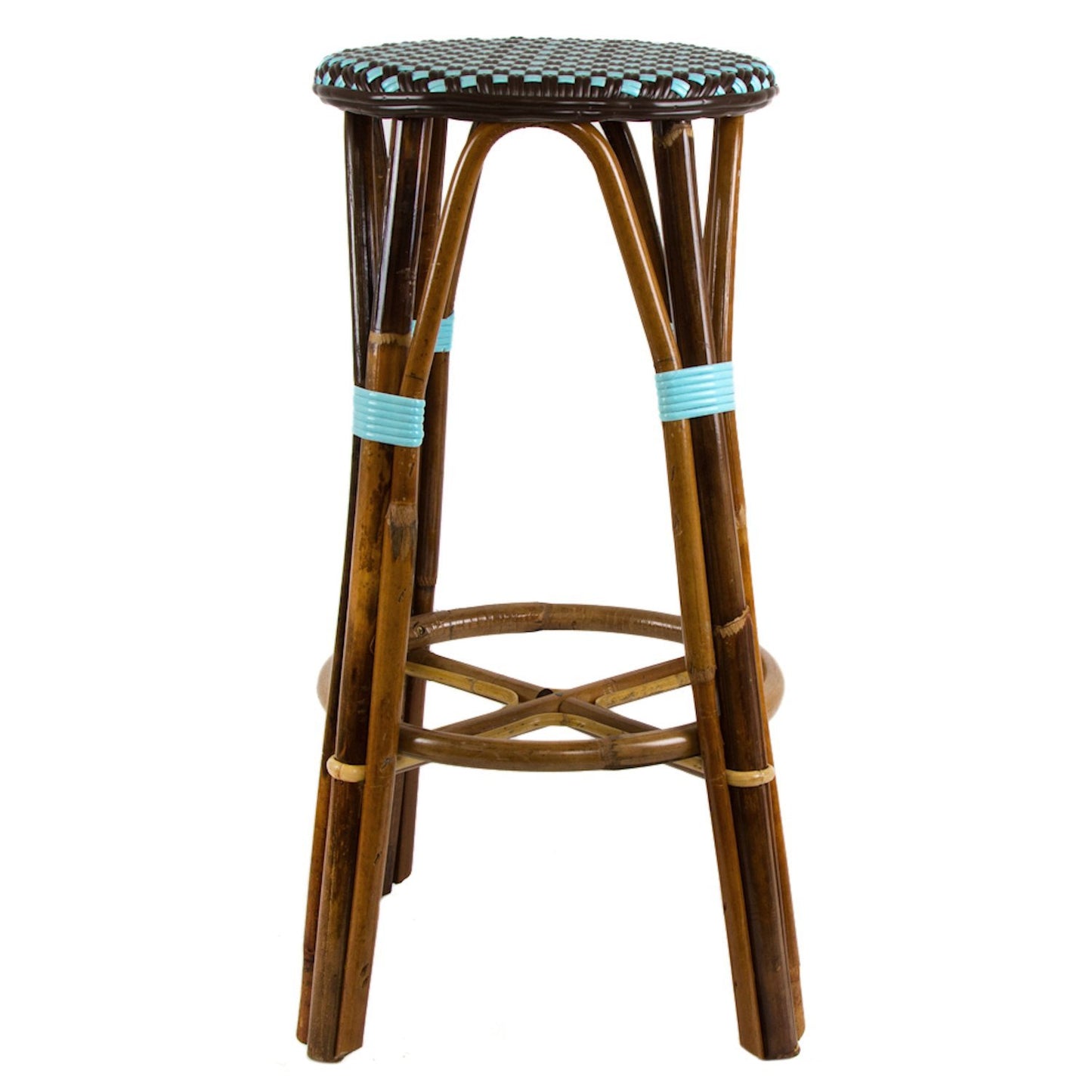 Brown & Azure Bar Height Mediterranean Bistro Bar Stool (29" h) (E)