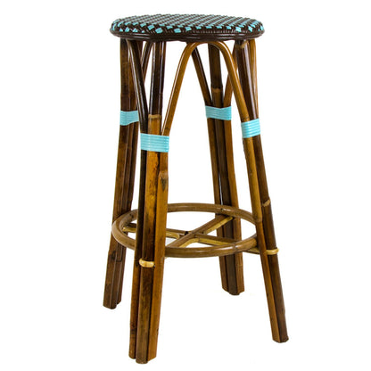 Brown & Azure Bar Height Mediterranean Bistro Bar Stool (29" h) (E)