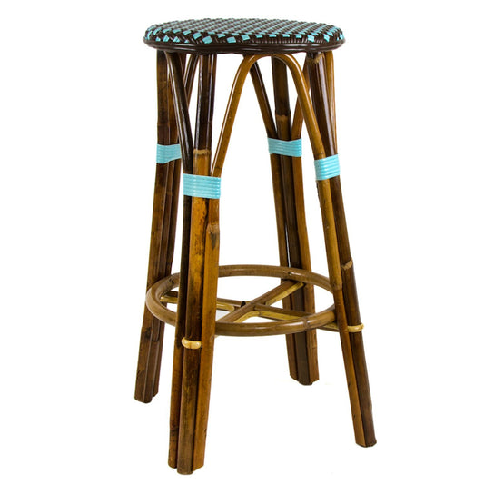 Brown & Azure Bar Height Mediterranean Bistro Bar Stool (29" h) (E)