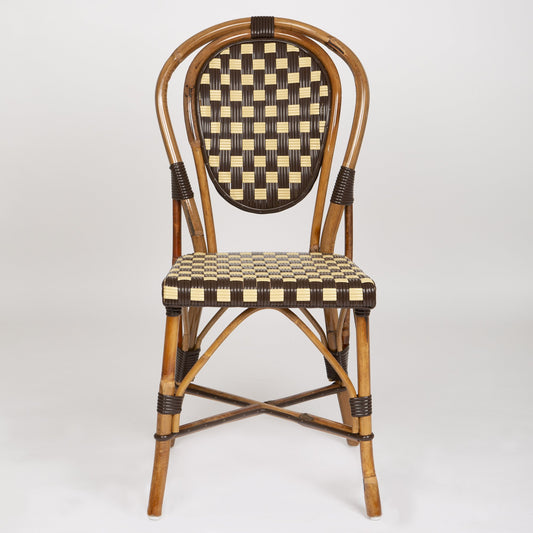 Brown and Beige Mediterranean Bistro Chair (22-Damier)