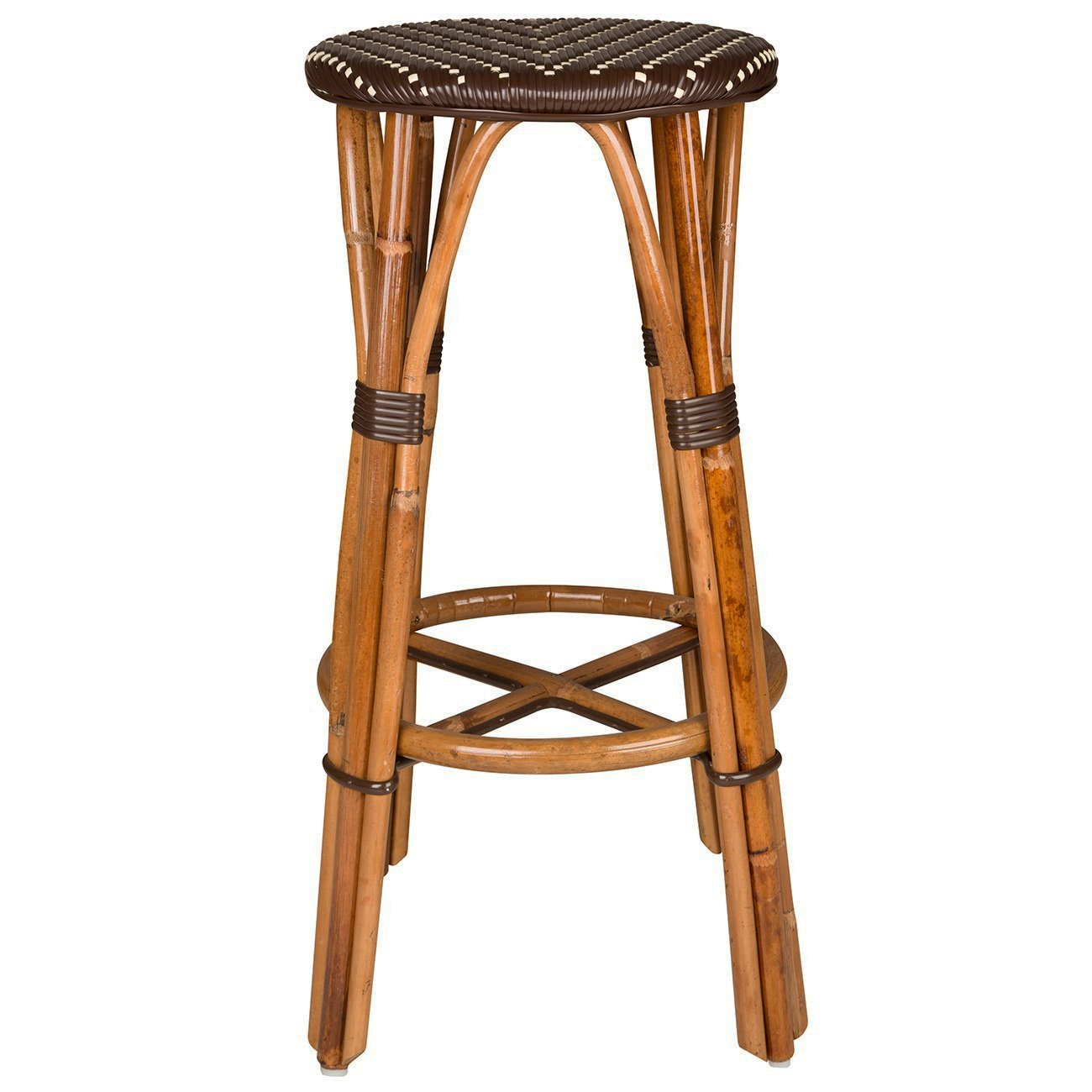 Brown and Cream Bar Height Mediterranean Bistro Bar Stool (29" h. seat) (L)