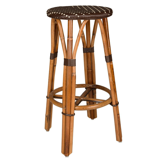 Brown and Cream Bar Height Mediterranean Bistro Bar Stool (29" h. seat) (L)