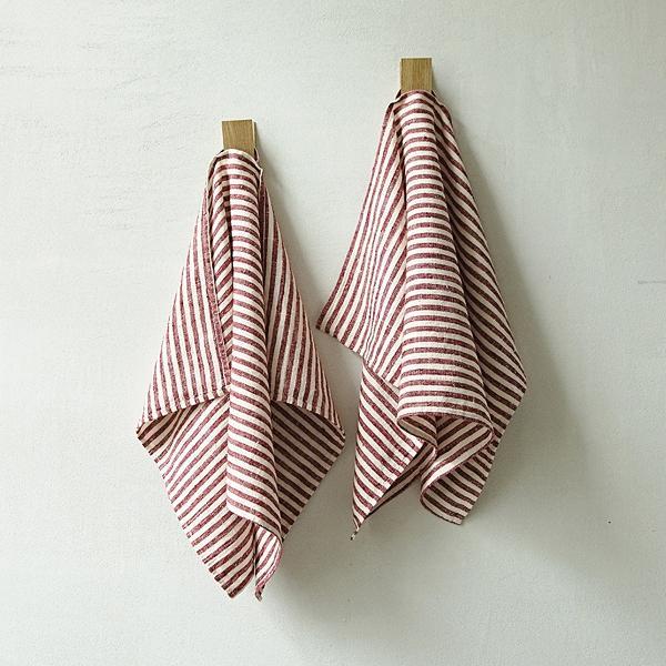 Cherry Red Striped Brittany Hand Towel