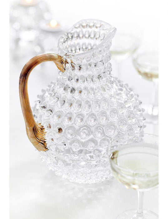 Clear with Gold Handle Hobnail Pitcher (2L)