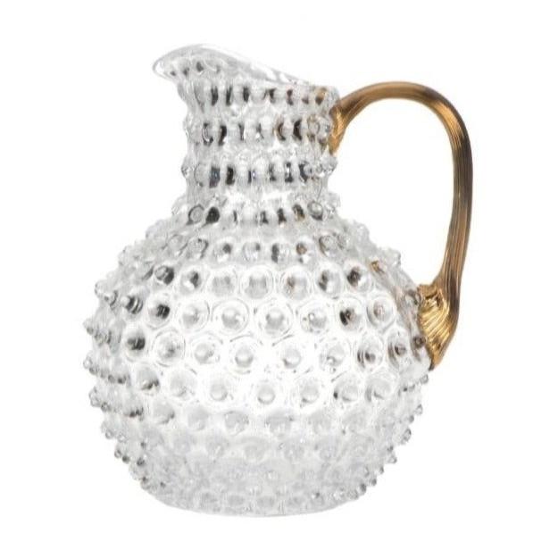 Clear with Gold Handle Hobnail Pitcher (2L)