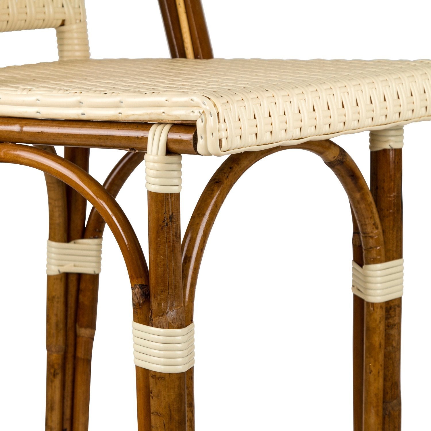 Cream Bar Height Mediterranean Bistro Bar Stool with Back (29" h. seat) (E)