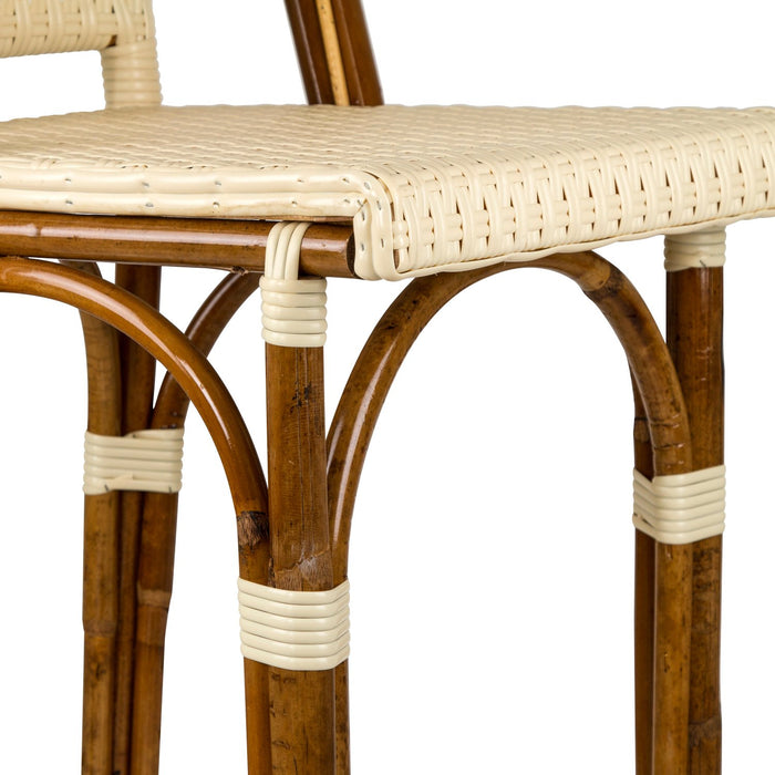 Cream Bar Height Mediterranean Bistro Bar Stool with Back (29" h. seat) (E)