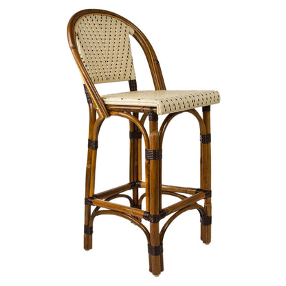 Cream & Brown Mediterranean Bistro Bar Stool with Back (29" h. seat) (L)