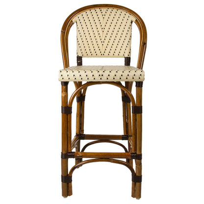 Cream & Brown Mediterranean Bistro Bar Stool with Back (29" h. seat) (L)