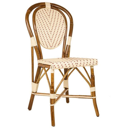Cream and Red Mediterranean Bistro Chair (L) - Maison Midi