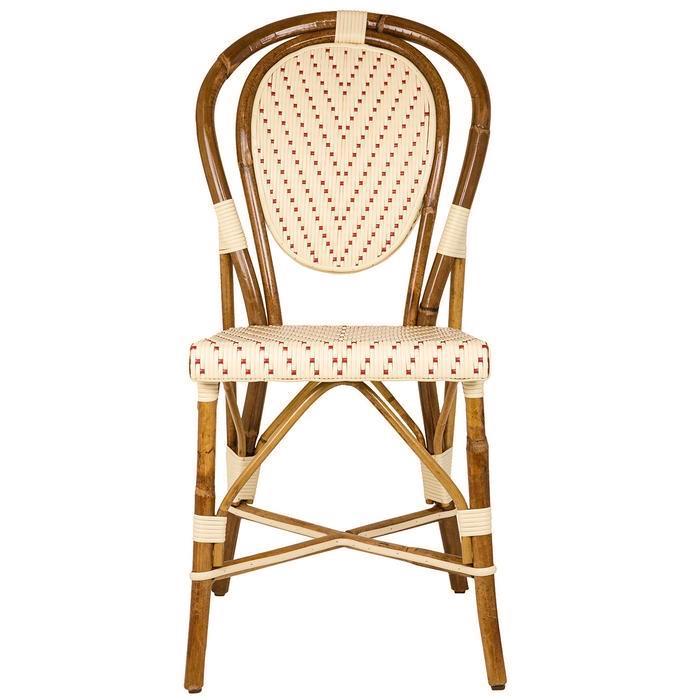 Cream and Red Mediterranean Bistro Chair (L)