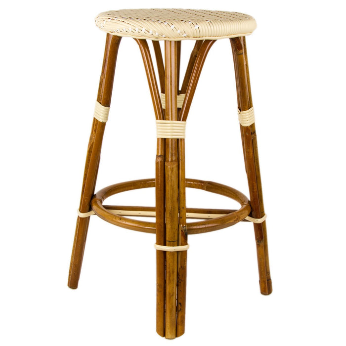 Cream & White Counter Height Mediterranean Bistro Bar Stool (26" h) (L)