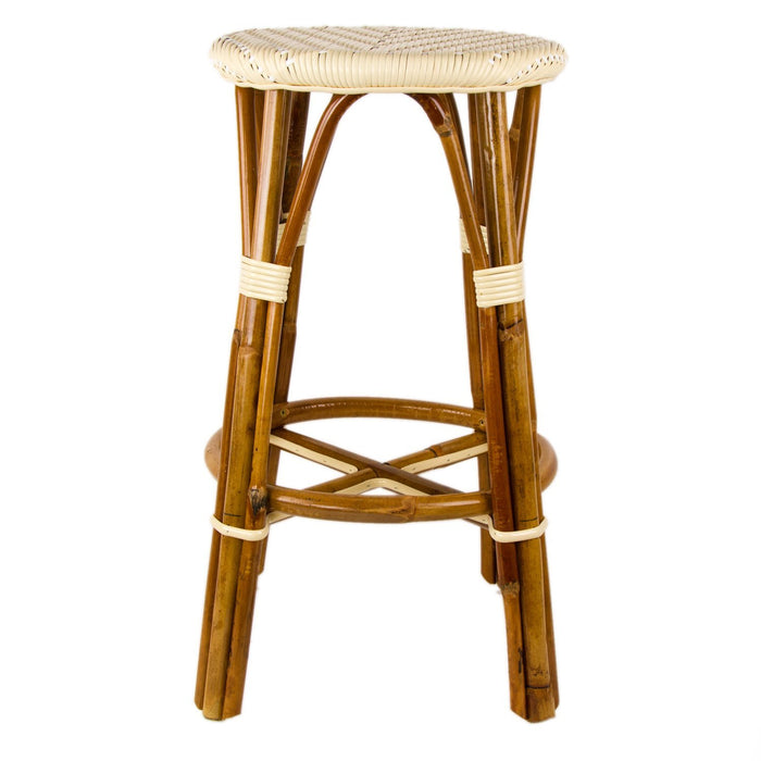 Cream & White Counter Height Mediterranean Bistro Bar Stool (26" h) (L)
