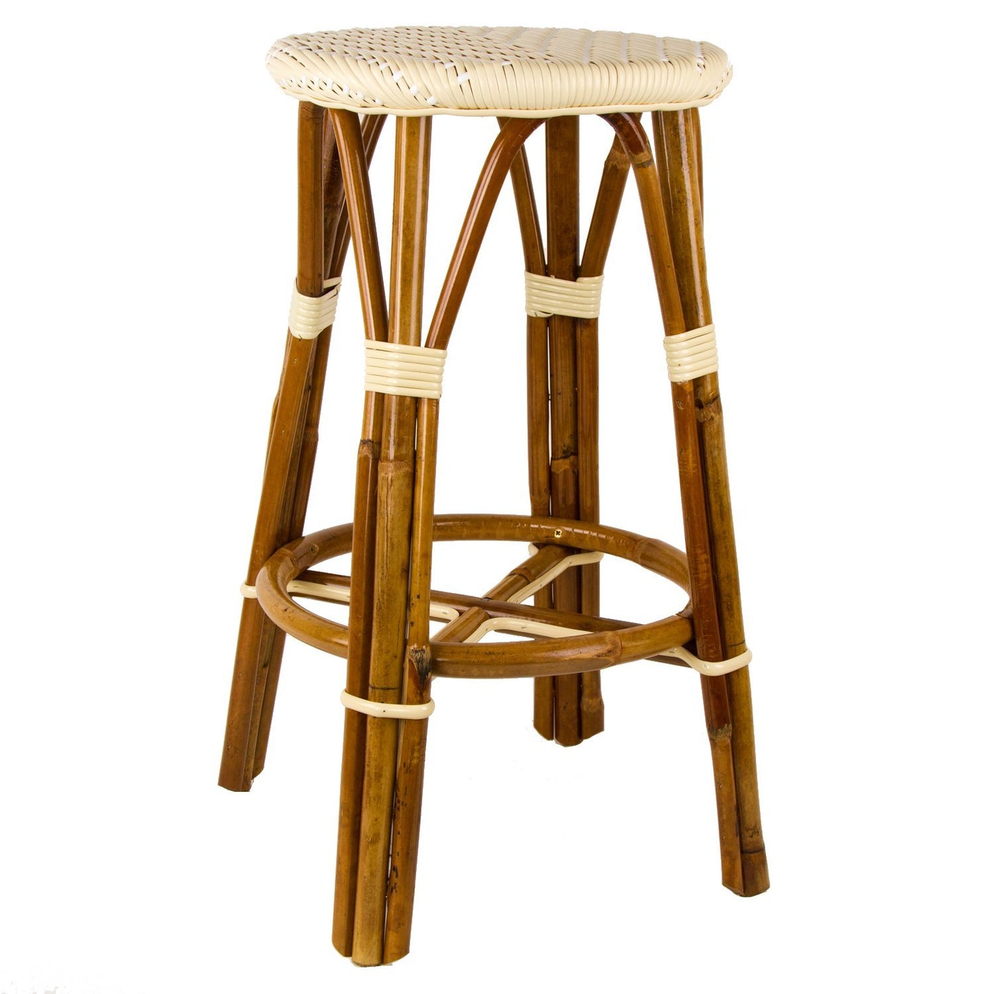 Cream & White Counter Height Mediterranean Bistro Bar Stool (26" h) (L)