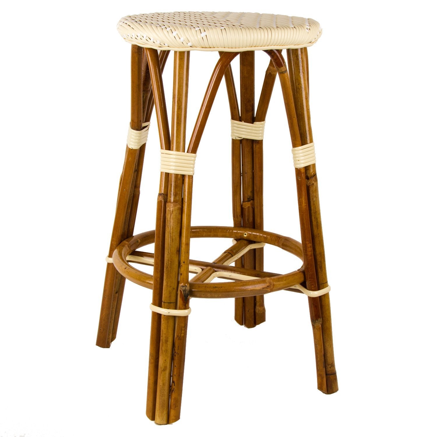Cream & White Counter Height Mediterranean Bistro Bar Stool (26" h) (L)