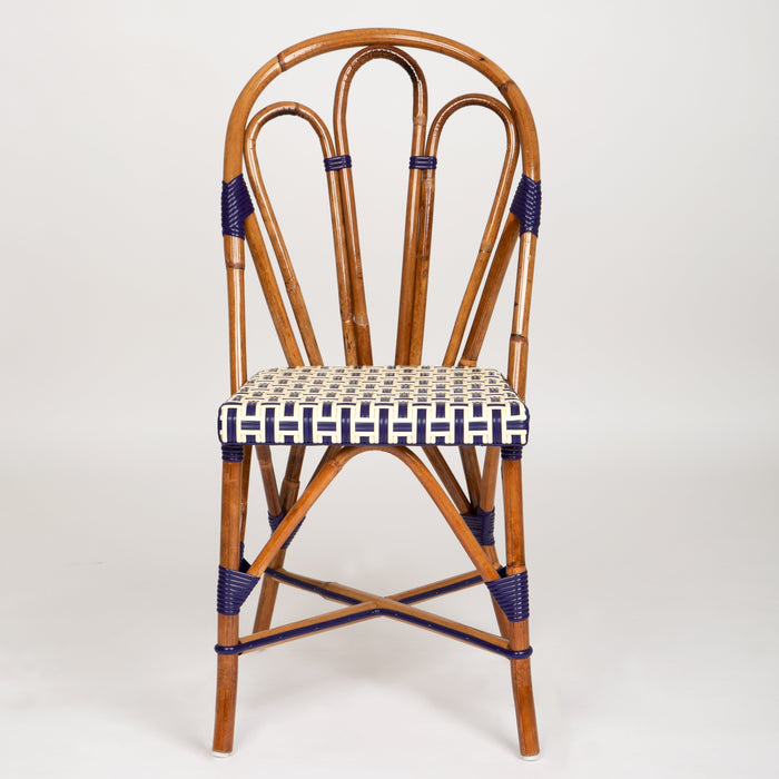 Dark Blue and Cream Mediterranean Bistro Chair (24 Damier)