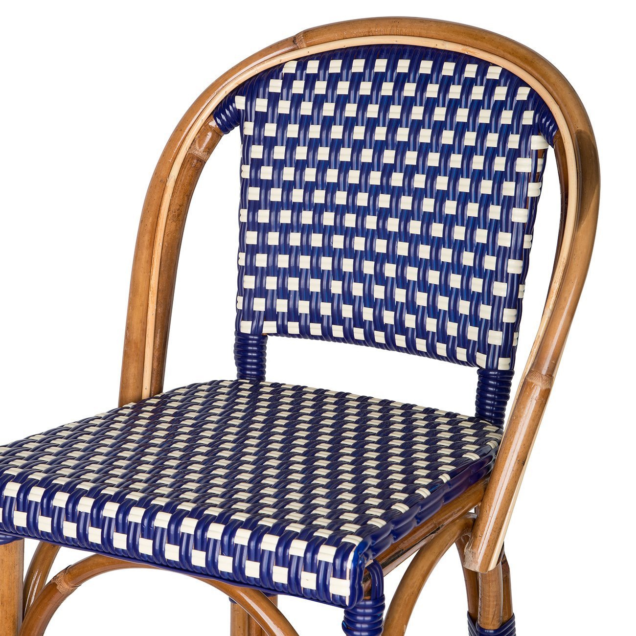 Blue & Cream Counter Height Mediterranean Bistro Bar Stool with Back (26" h) (E)