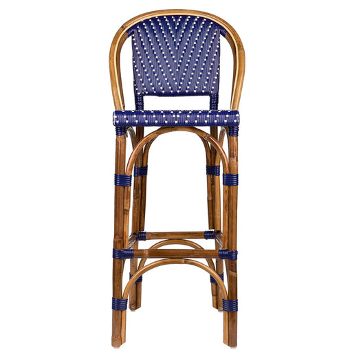 Blue & Cream Mediterranean Bistro Bar Stool with Back (29" h. seat) (L)