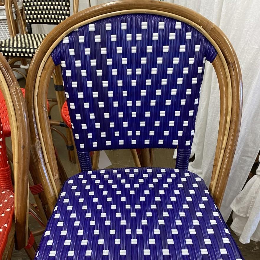 Dark Blue and White Mediterranean Bistro Bar Stool with Back (29" h. seat) (11g)