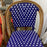 Dark Blue and White Mediterranean Bistro Bar Stool with Back (29" h. seat) (11g)