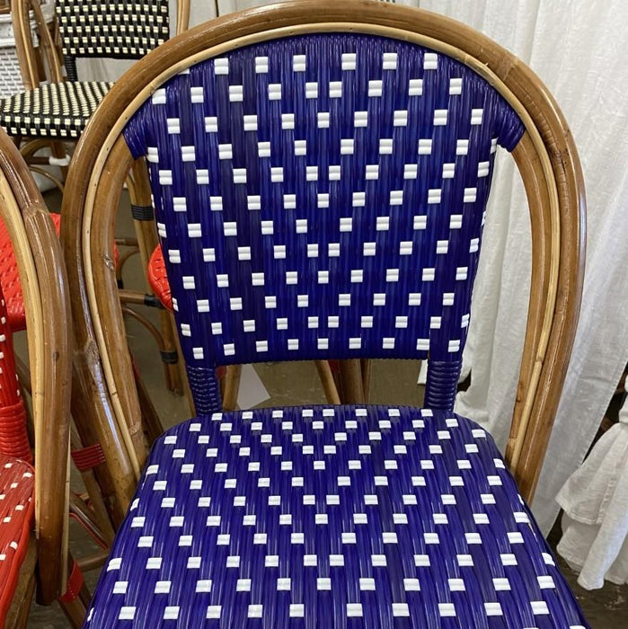 Dark Blue and White Mediterranean Bistro Bar Stool with Back (29" h. seat) (11g)