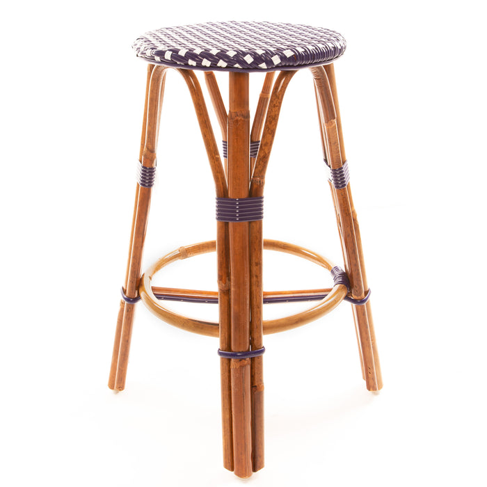 Dark Blue and White Mediterranean Bistro Stool (26" h) (E)