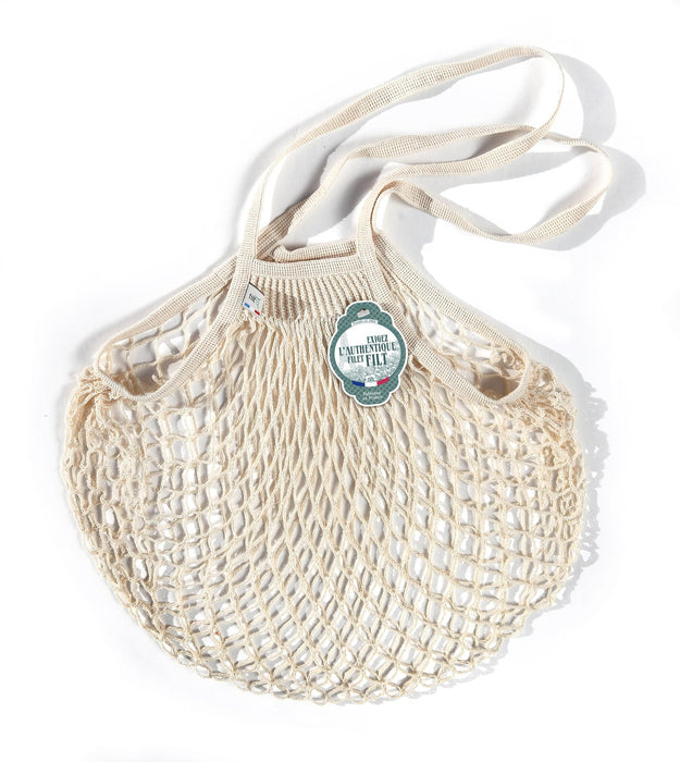 Ecru White Cotton Net Shopper Bag (Medium)