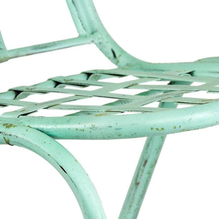 Green Vintage Iron Chair with Assorted Vintage Cushion