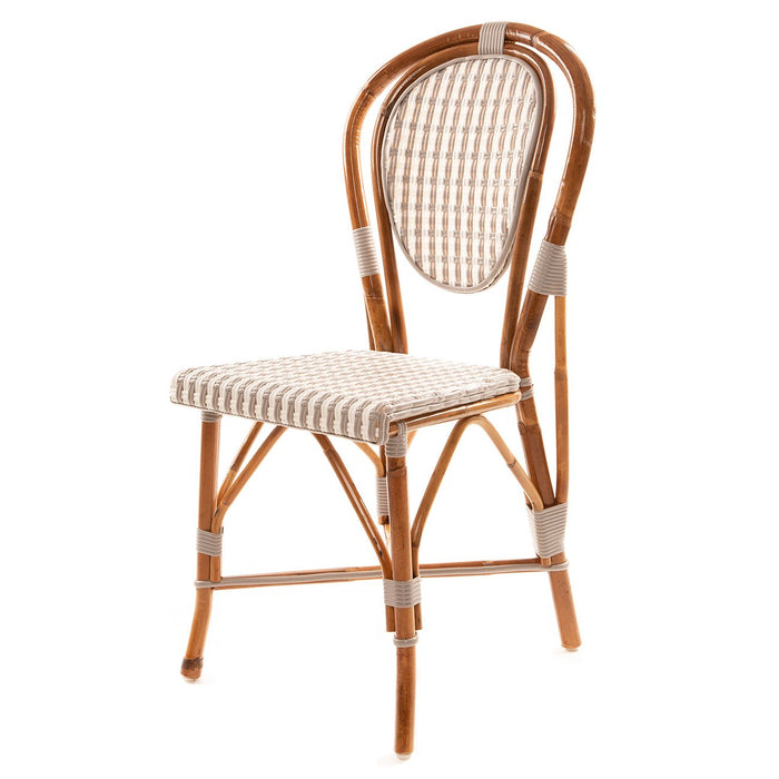 Grey and White Mediterranean Bistro Chair (Double Lignes Verticales)
