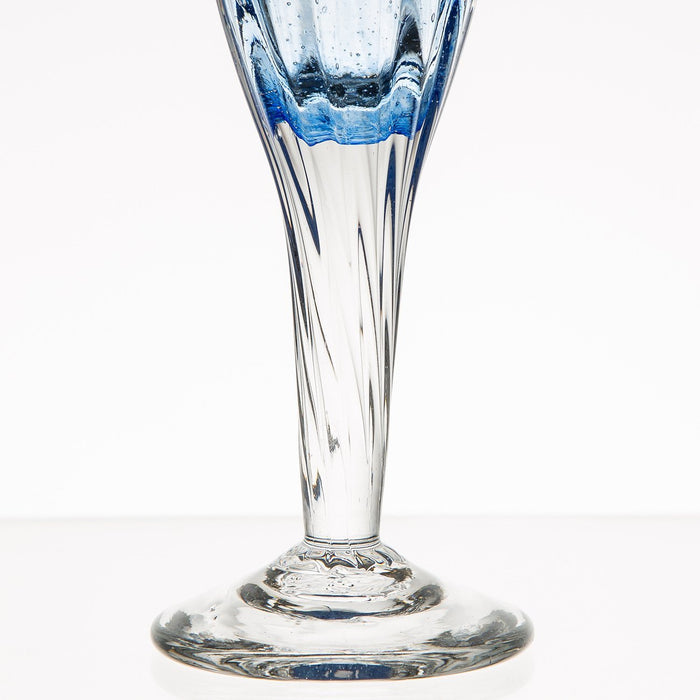 Hand Blown Blue Champagne Flute